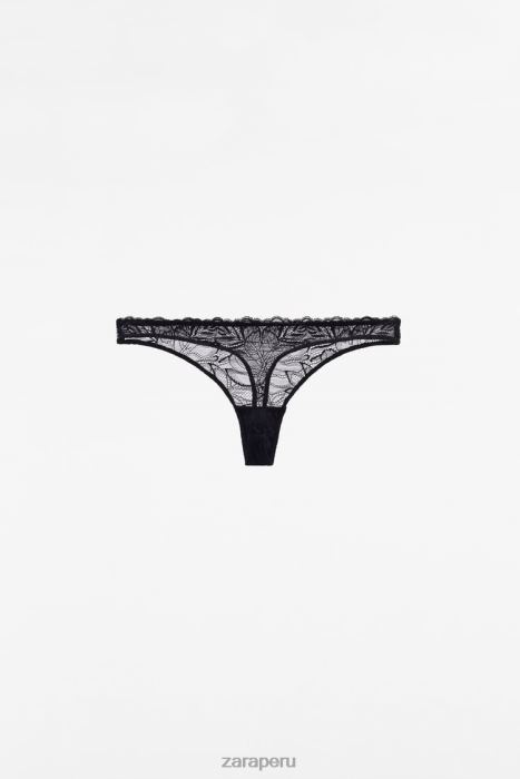 Zara mujer tanga de encaje BDP8J827 ropa negro