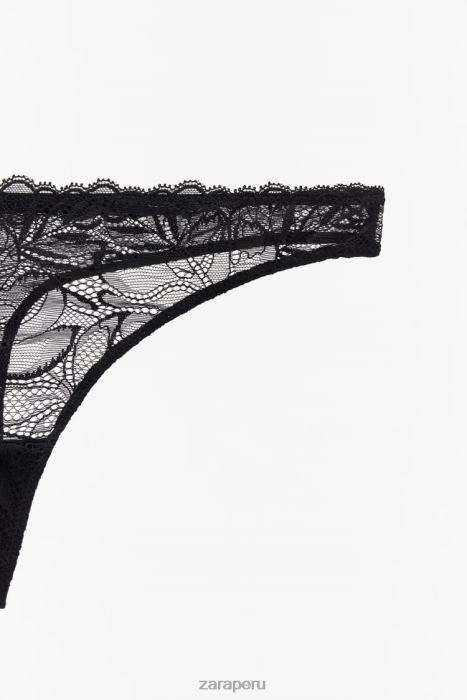 Zara mujer tanga de encaje BDP8J827 ropa negro