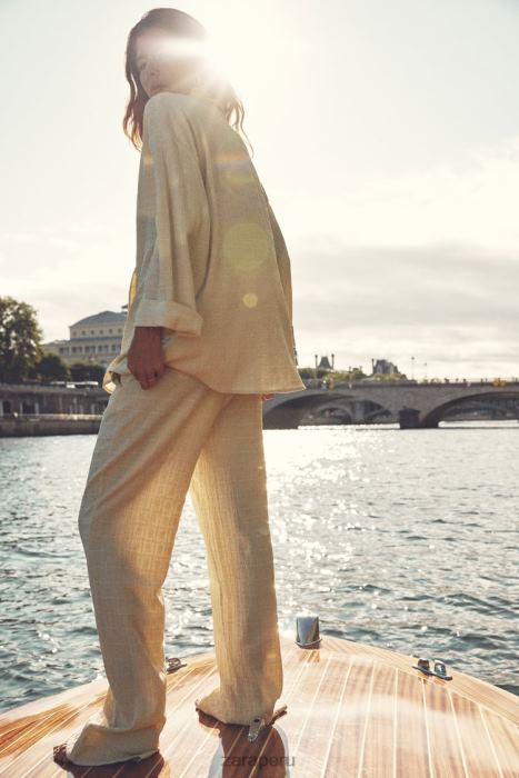 Zara mujer blazer con doble botonadura y aspecto arrugado BDP8J906 ropa crudo