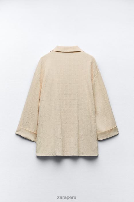 Zara mujer blazer con doble botonadura y aspecto arrugado BDP8J906 ropa crudo