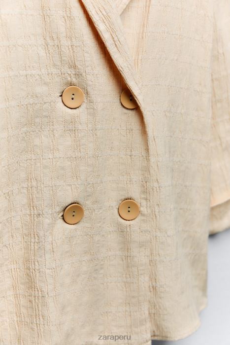Zara mujer blazer con doble botonadura y aspecto arrugado BDP8J906 ropa crudo