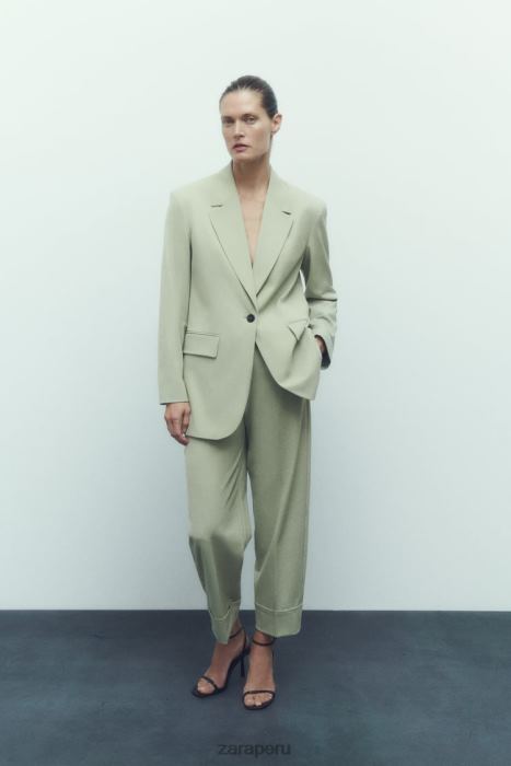 Zara mujer blazer de corte recto BDP8J908 ropa verde claro