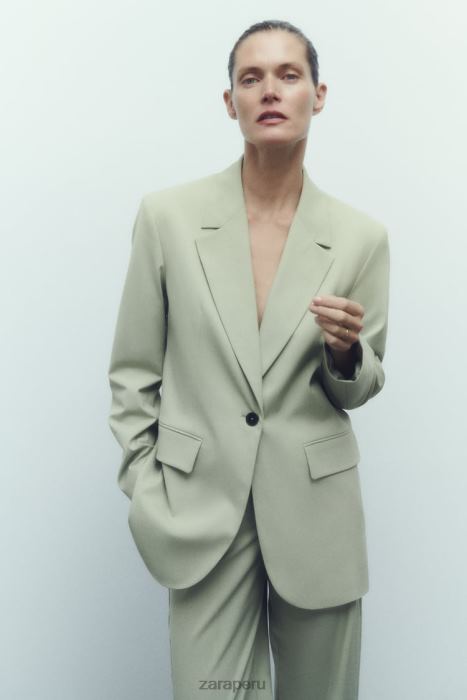 Zara mujer blazer de corte recto BDP8J908 ropa verde claro