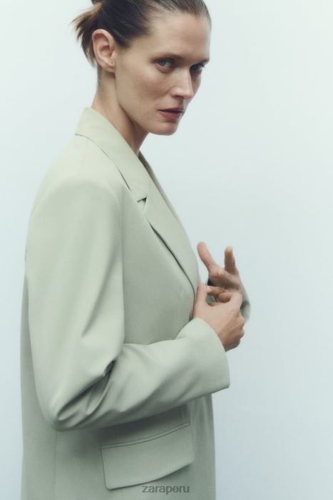 Zara mujer blazer de corte recto BDP8J908 ropa verde claro