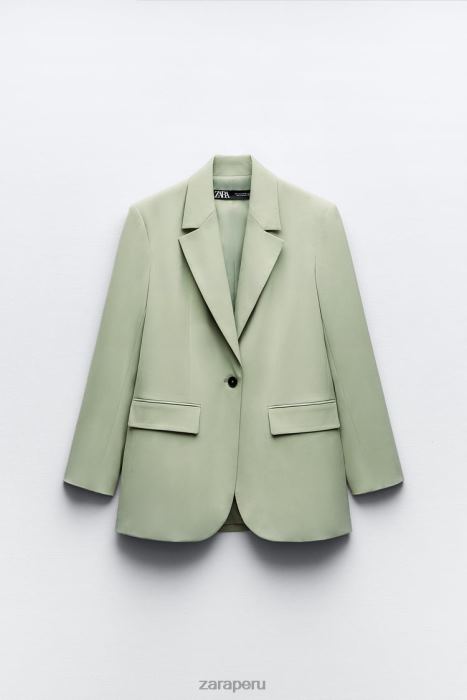 Zara mujer blazer de corte recto BDP8J908 ropa verde claro