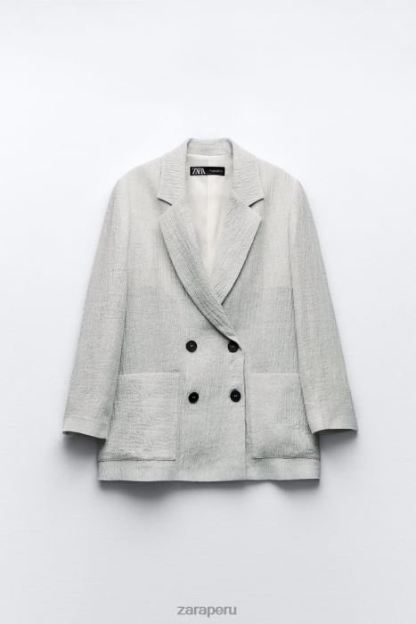 Zara mujer blazer de lino con efecto arrugado BDP8J912 ropa marga gris