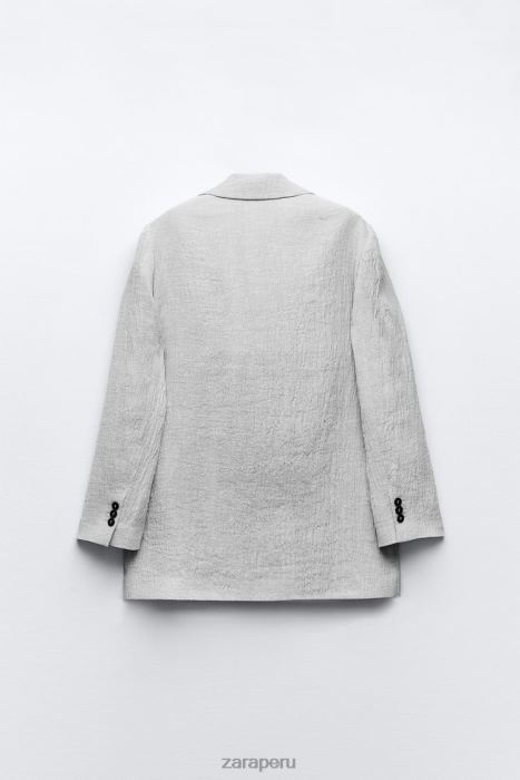 Zara mujer blazer de lino con efecto arrugado BDP8J912 ropa marga gris
