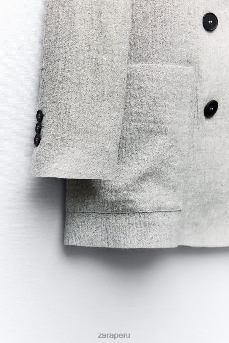 Zara mujer blazer de lino con efecto arrugado BDP8J912 ropa marga gris