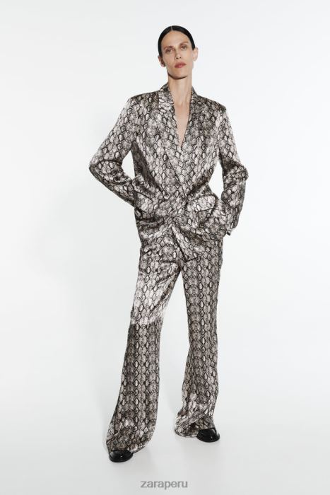 Zara mujer blazer fluido con estampado animal BDP8J910 ropa serpiente