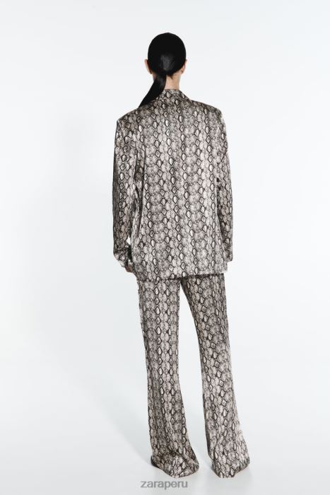 Zara mujer blazer fluido con estampado animal BDP8J910 ropa serpiente