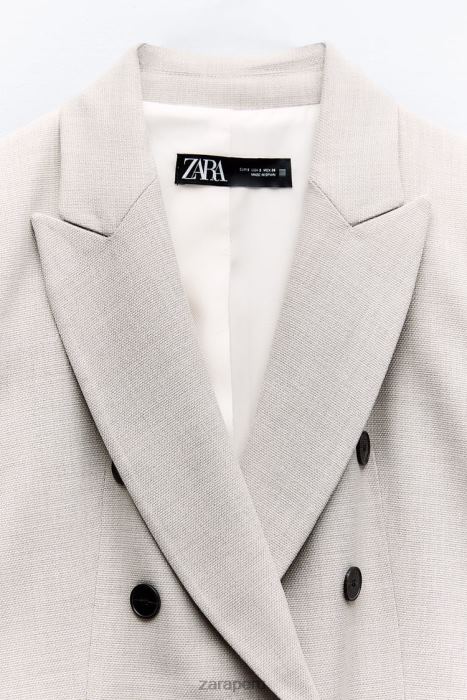 Zara mujer blazer largo ajustado BDP8J881 ropa gris/beige