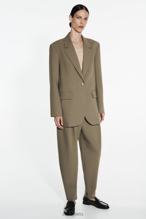 Zara mujer blazer oversize de corte recto BDP8J904 ropa caqui