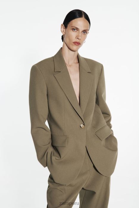 Zara mujer blazer oversize de corte recto BDP8J904 ropa caqui