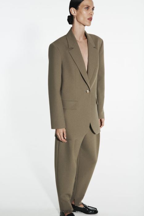 Zara mujer blazer oversize de corte recto BDP8J904 ropa caqui