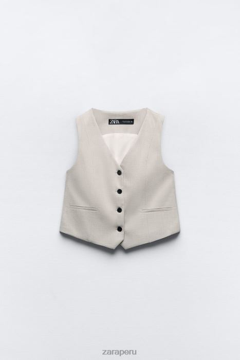 Zara mujer chaleco corto a medida BDP8J882 ropa gris/beige