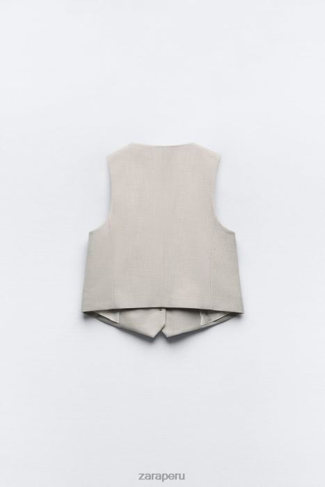 Zara mujer chaleco corto a medida BDP8J882 ropa gris/beige
