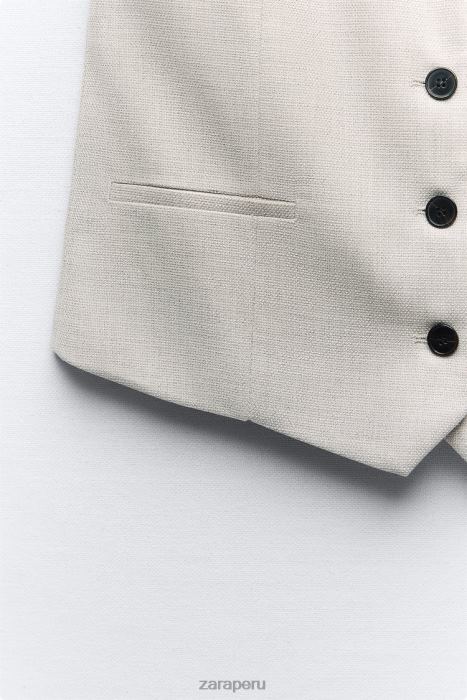 Zara mujer chaleco corto a medida BDP8J882 ropa gris/beige