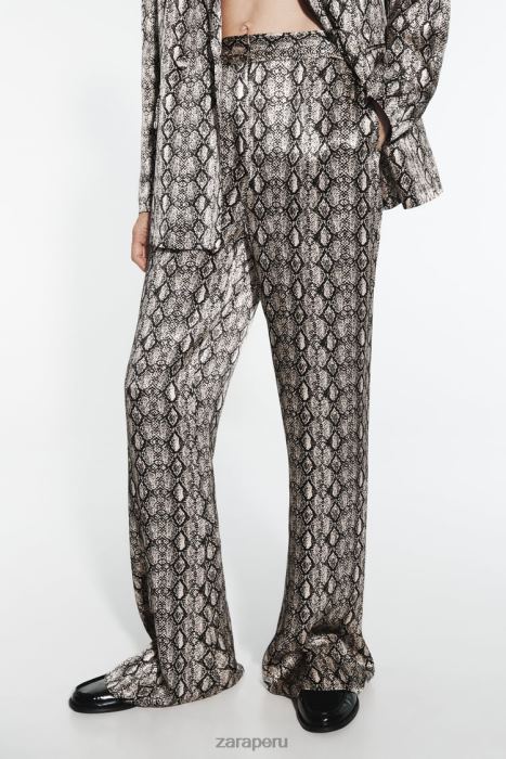 Zara mujer pantalones acampanados con estampado animal BDP8J911 ropa serpiente