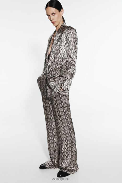 Zara mujer pantalones acampanados con estampado animal BDP8J911 ropa serpiente