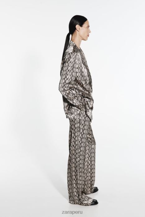Zara mujer pantalones acampanados con estampado animal BDP8J911 ropa serpiente