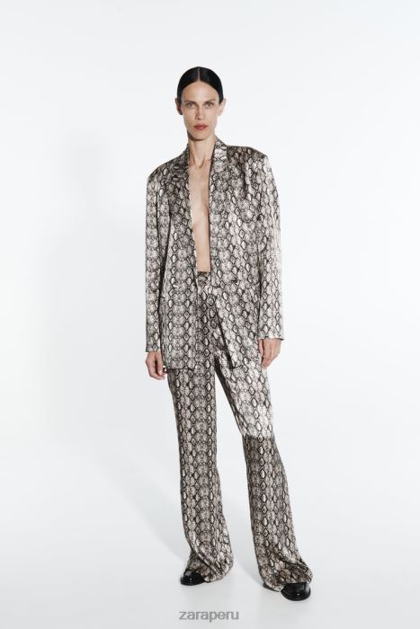 Zara mujer pantalones acampanados con estampado animal BDP8J911 ropa serpiente