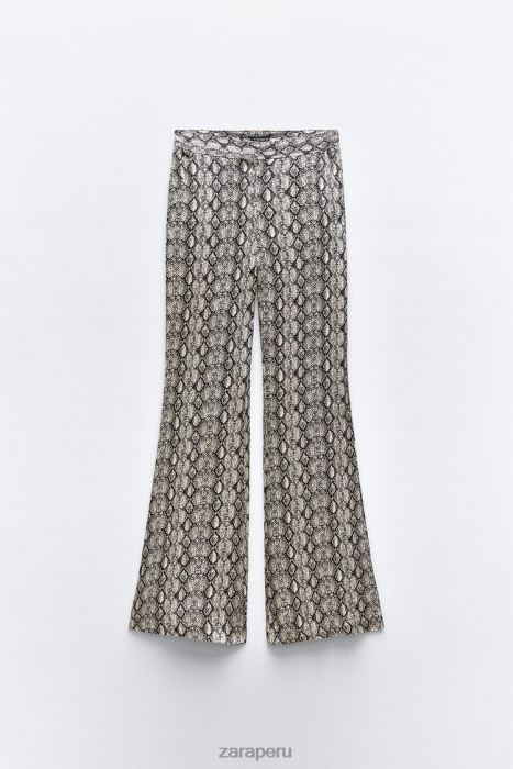 Zara mujer pantalones acampanados con estampado animal BDP8J911 ropa serpiente