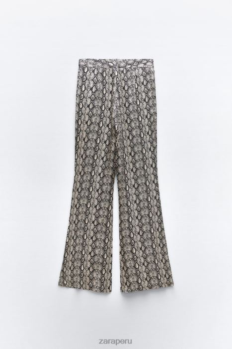 Zara mujer pantalones acampanados con estampado animal BDP8J911 ropa serpiente