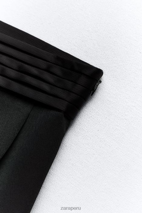 Zara mujer pantalones anchos con cintura con efecto satinado BDP8J895 ropa negro