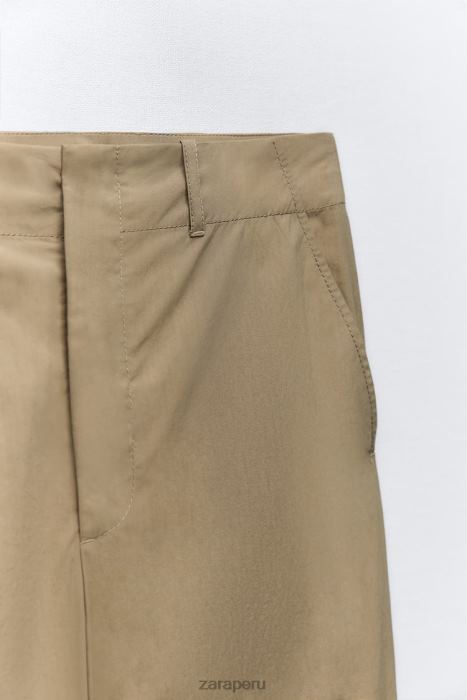 Zara mujer pantalones casuales de pierna recta BDP8J916 ropa caqui claro