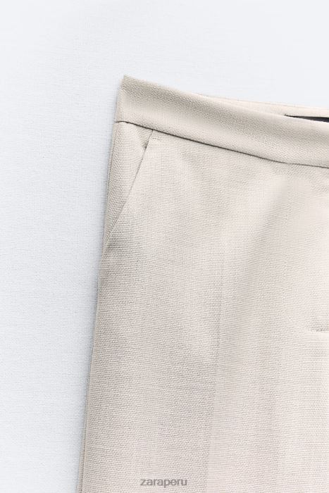 Zara mujer pantalones de pierna recta BDP8J883 ropa gris/beige