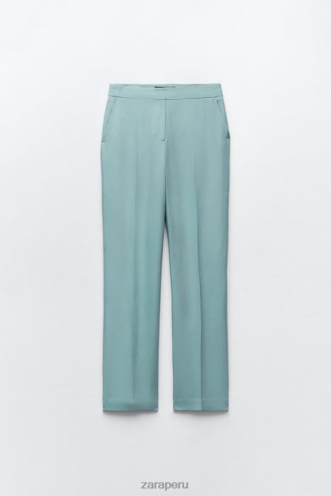 Zara mujer pantalones de pierna recta BDP8J890 ropa acero azul