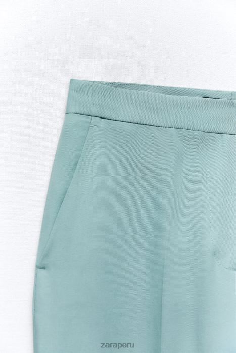 Zara mujer pantalones de pierna recta BDP8J890 ropa acero azul