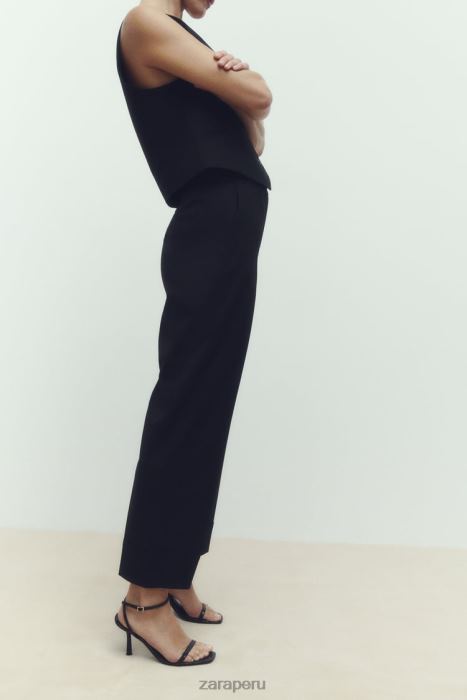 Zara mujer pantalones rectos con puños vueltos BDP8J884 ropa negro