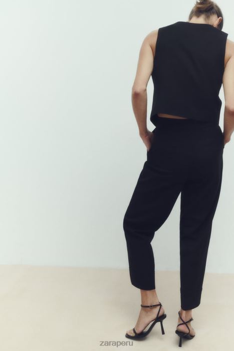 Zara mujer pantalones rectos con puños vueltos BDP8J884 ropa negro