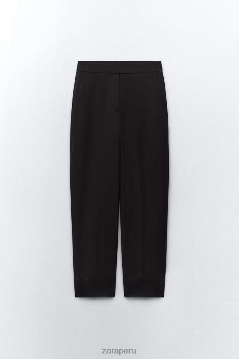 Zara mujer pantalones rectos con puños vueltos BDP8J884 ropa negro