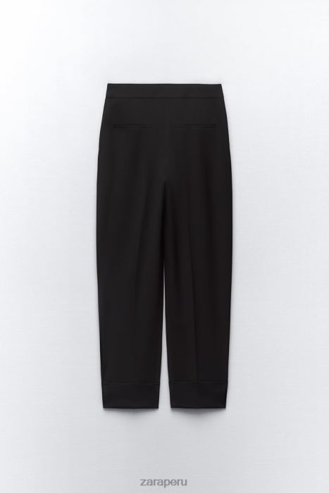 Zara mujer pantalones rectos con puños vueltos BDP8J884 ropa negro