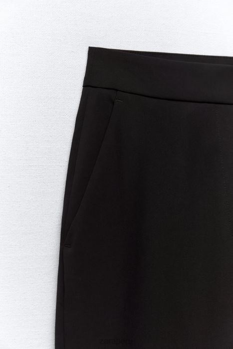 Zara mujer pantalones rectos con puños vueltos BDP8J884 ropa negro
