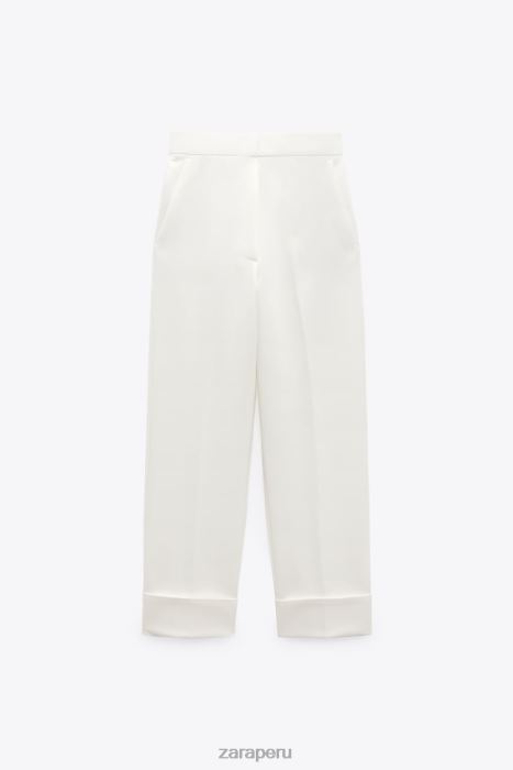 Zara mujer pantalones rectos con puños vueltos BDP8J898 ropa crudo