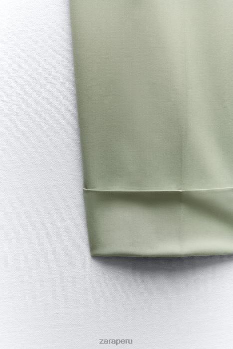 Zara mujer pantalones rectos con puños vueltos BDP8J909 ropa verde claro