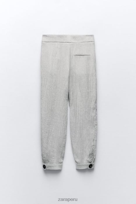 Zara mujer pantalones tapered de lino con efecto arrugado BDP8J913 ropa marga gris