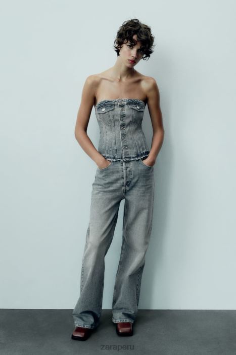 Zara mujer mono vaquero sin tirantes trf BDP8J246 ropa Azul marino