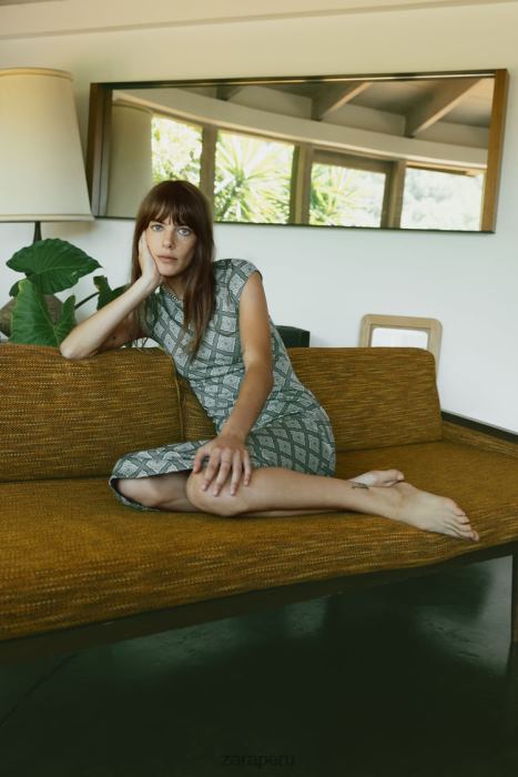 Zara mujer vestido ajustado de jacquard BDP8J231 ropa verduras