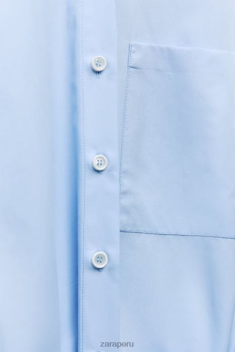 Zara mujer vestido camisero de popelina BDP8J238 ropa cielo azul