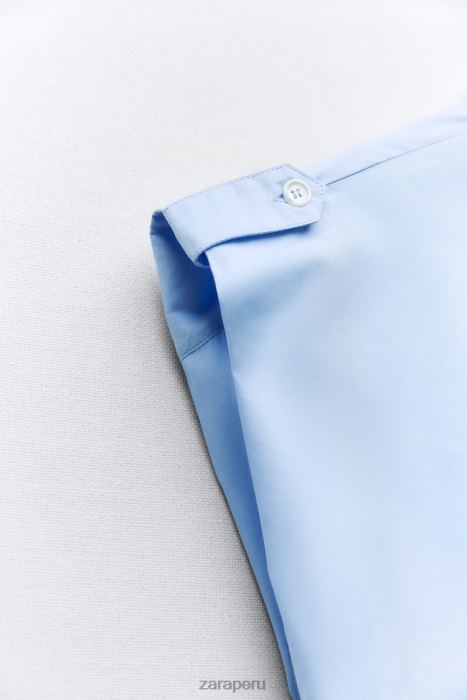 Zara mujer vestido camisero de popelina BDP8J238 ropa cielo azul