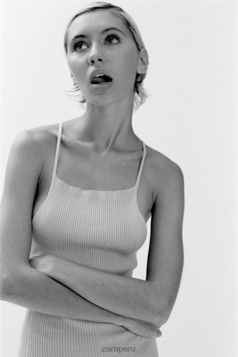 Zara mujer vestido de punto de canalé BDP8J229 ropa beige