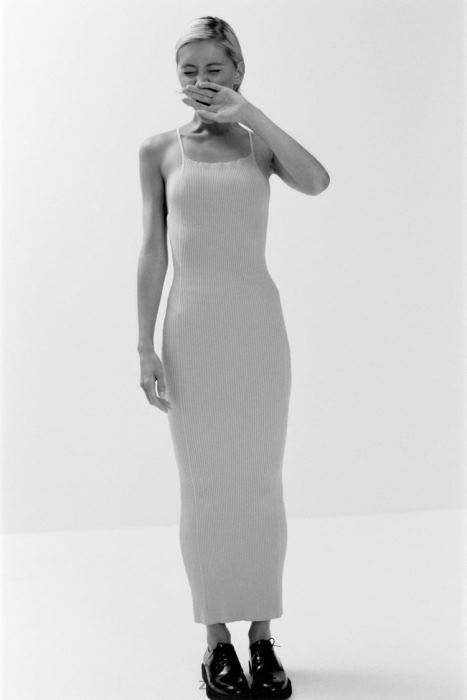 Zara mujer vestido de punto de canalé BDP8J229 ropa beige