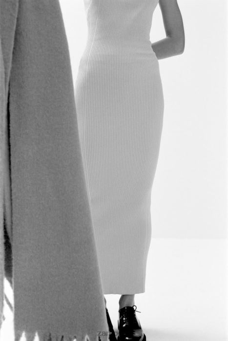 Zara mujer vestido de punto de canalé BDP8J229 ropa beige