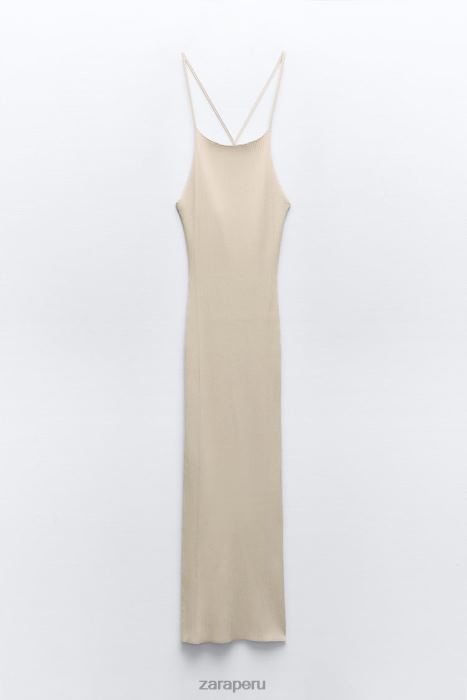 Zara mujer vestido de punto de canalé BDP8J229 ropa beige