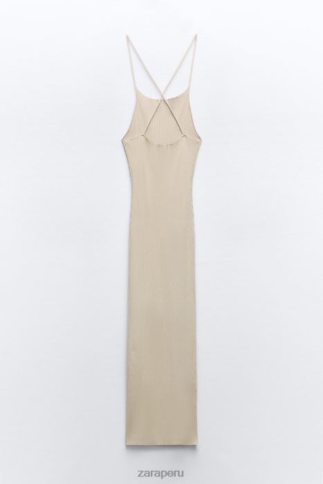Zara mujer vestido de punto de canalé BDP8J229 ropa beige