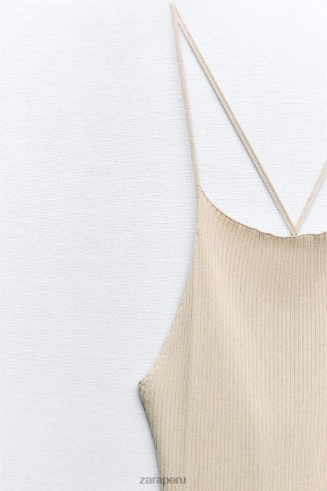 Zara mujer vestido de punto de canalé BDP8J229 ropa beige